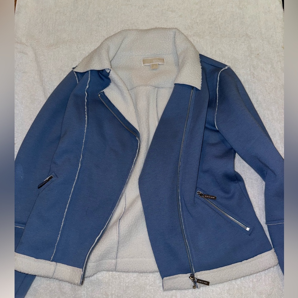 Michael Kors Blue Sherpa Lined Jacket